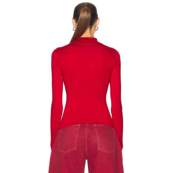 NEW EB DENIM swan mock neck top in red - Picture 3 of 3